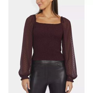 Laundry By Shelli Segal NWT Cropped Top M Puffy Sheer Sleeve Black Evening